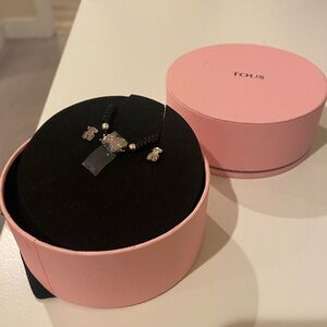 Silver Tous Bear Earrings and Bracelet with Pink Jewelry Box